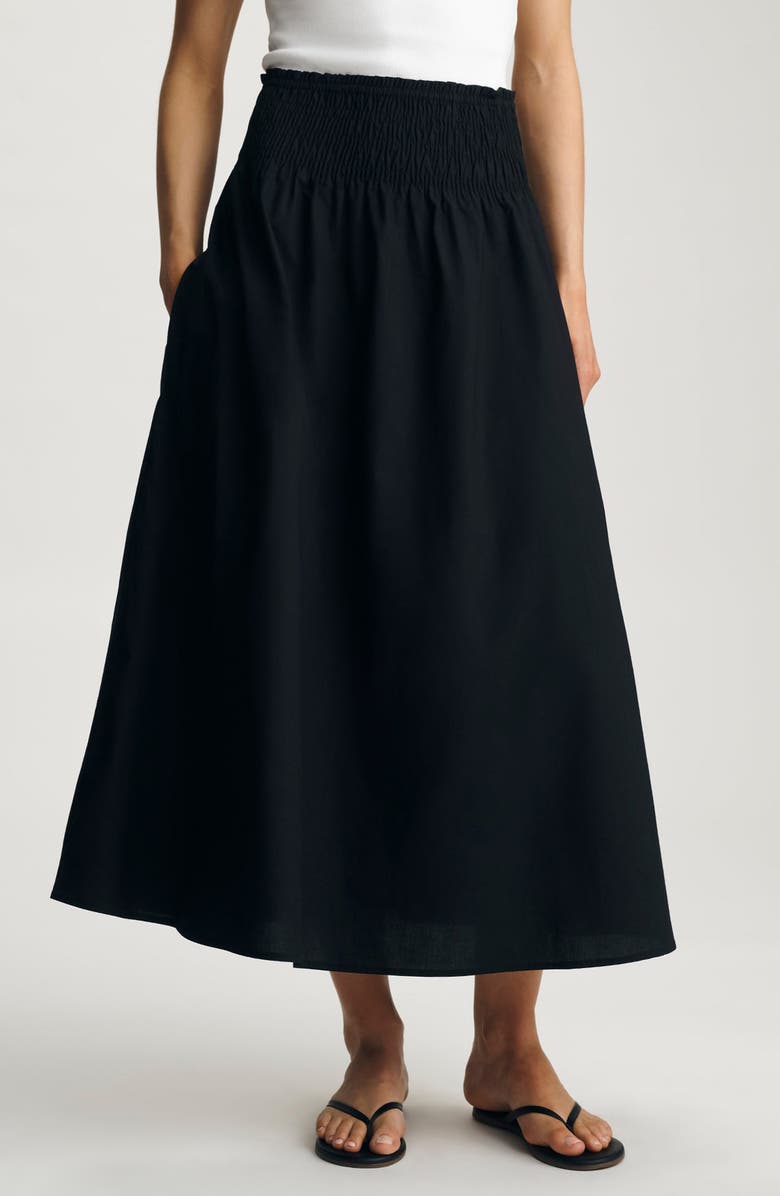 Mavi Jeans Smocked Flare Maxi Skirt, Main, color, 