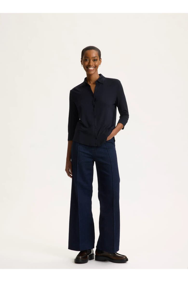 Soft Touch 3/4 Sleeve Semi Relaxed Shirt, Alternate, color, MARINE