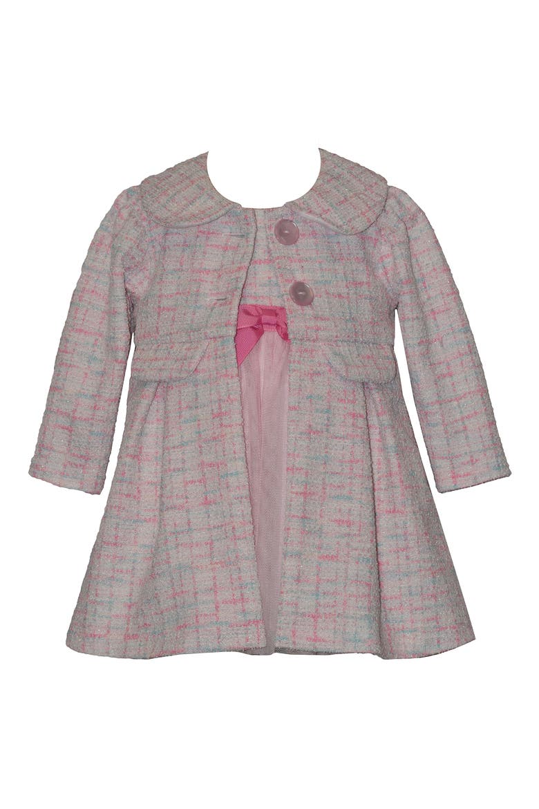 Bouclé Dress & Cardigan Set, Main, color, WHITE MULTI