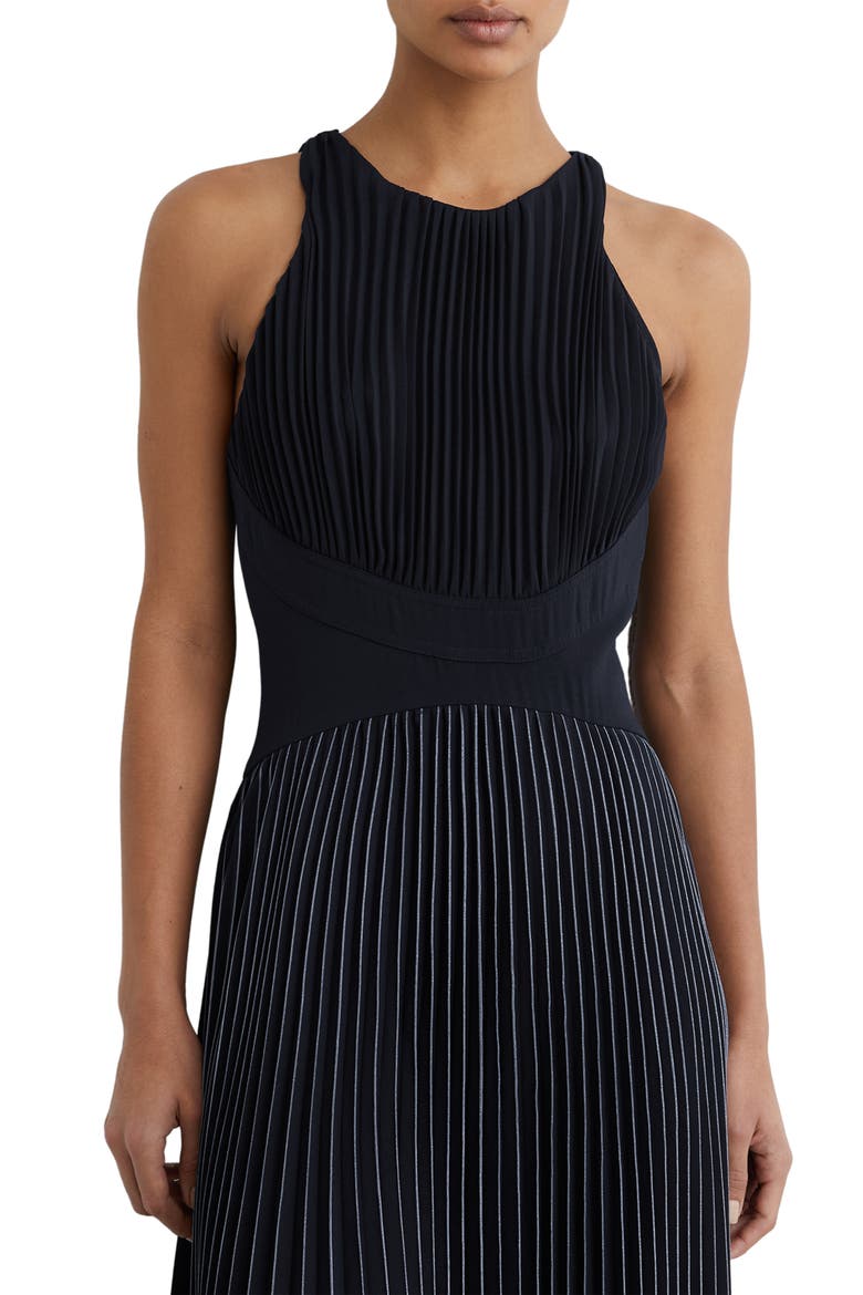 Rachel Pleated Sleeveless Midi Dress, Alternate, color, NAVY