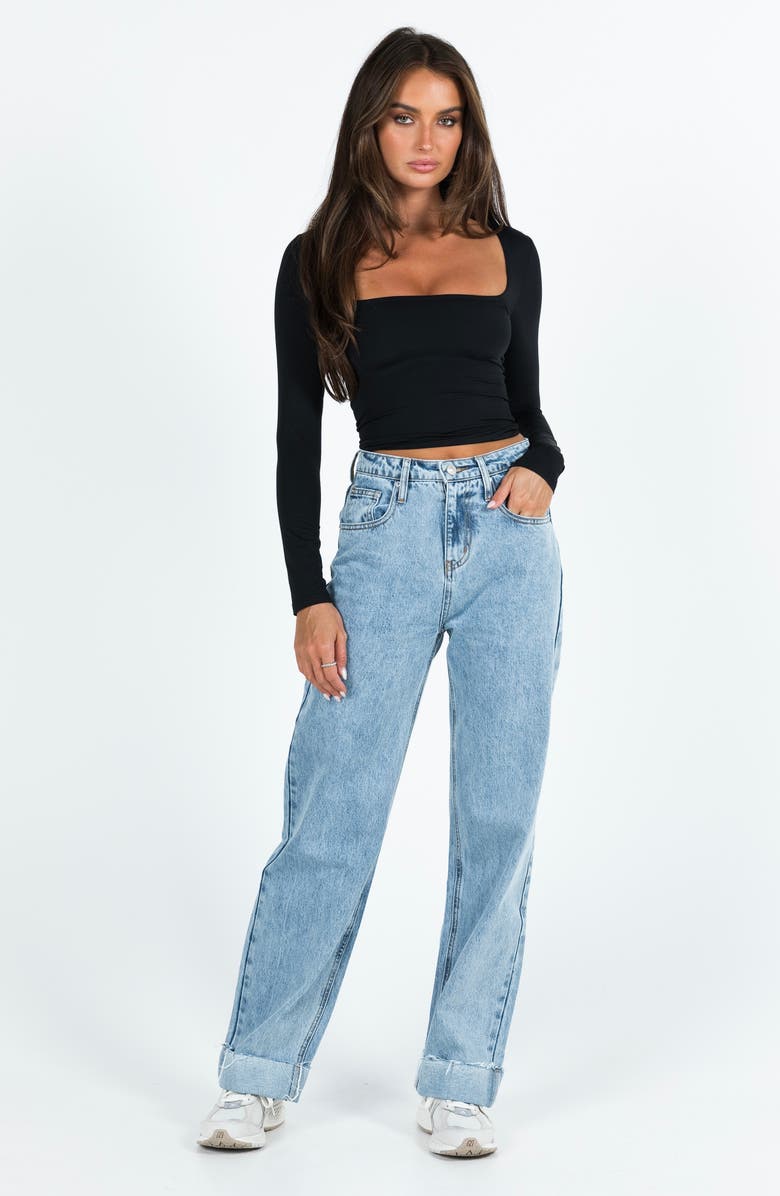 Princess Polly Back in Time Long Sleeve Top, Alternate, color, Black