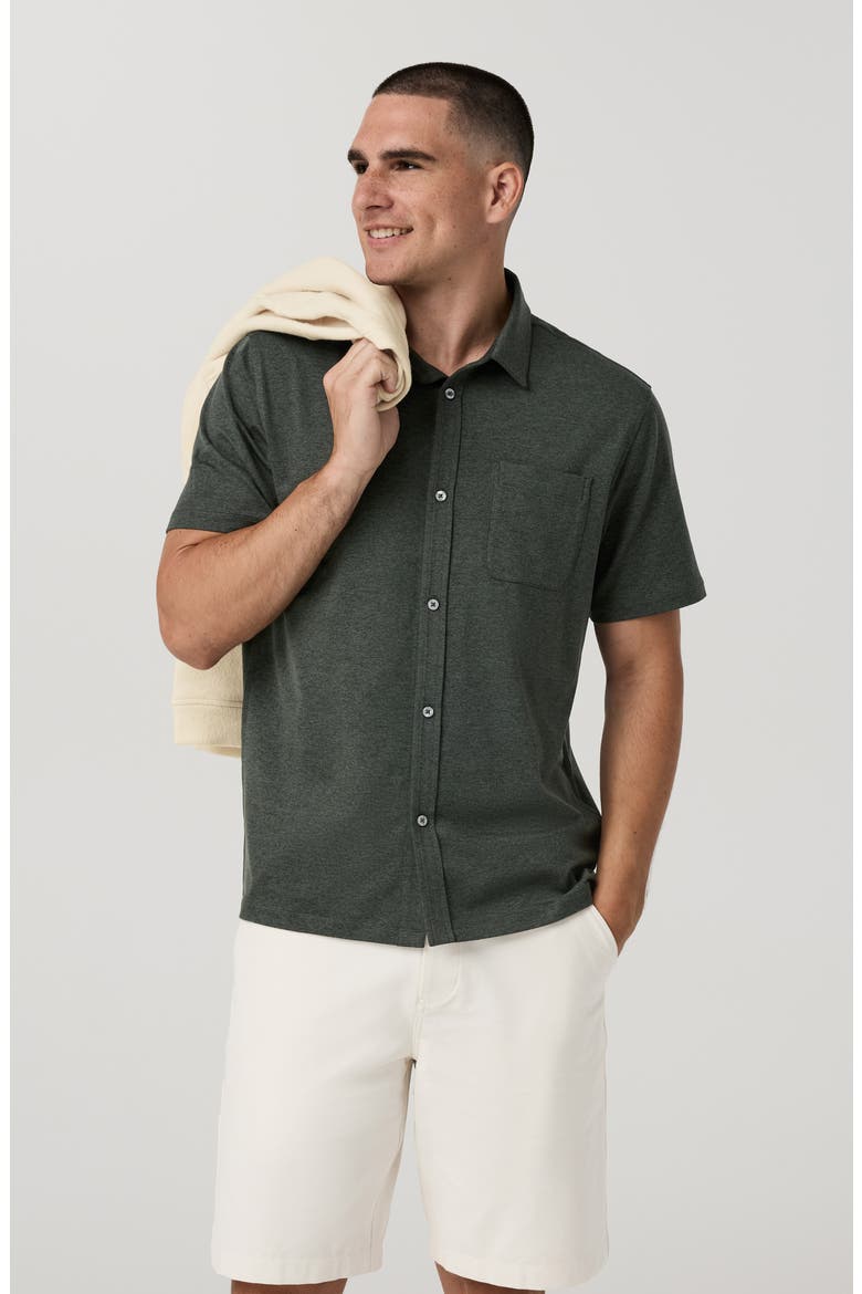 Ponto Short Sleeve Performance Button-Up Shirt, Alternate, color, RIVER ROCK HEATHER