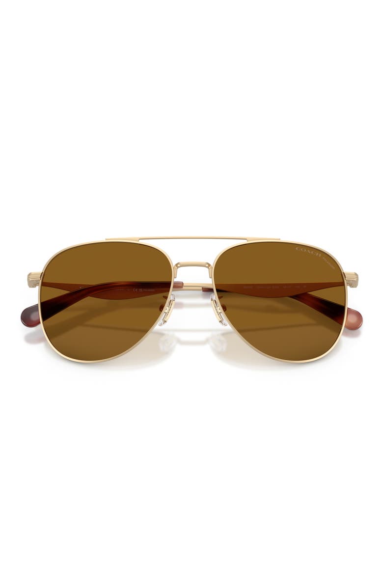 58mm Polarized Pilot Sunglasses, Alternate, color, SATIN LIGHT GOLD / BROWN SOLID POLAR