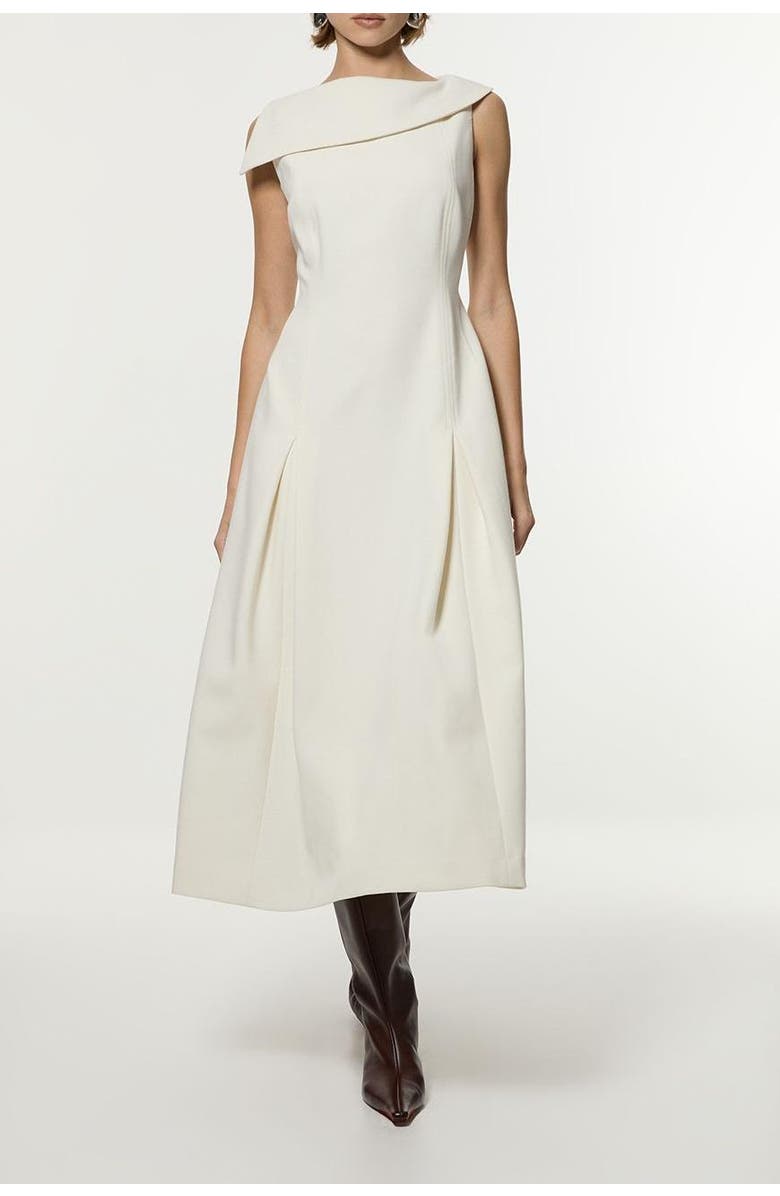 Karen Millen Asymmetric Neck Tailored Dress, Alternate, color, Ivory