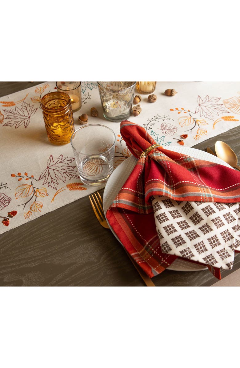 Design Imports Autumn Leaves Reversible Cotton Table Runner, Alternate, color, Autumn Leaves