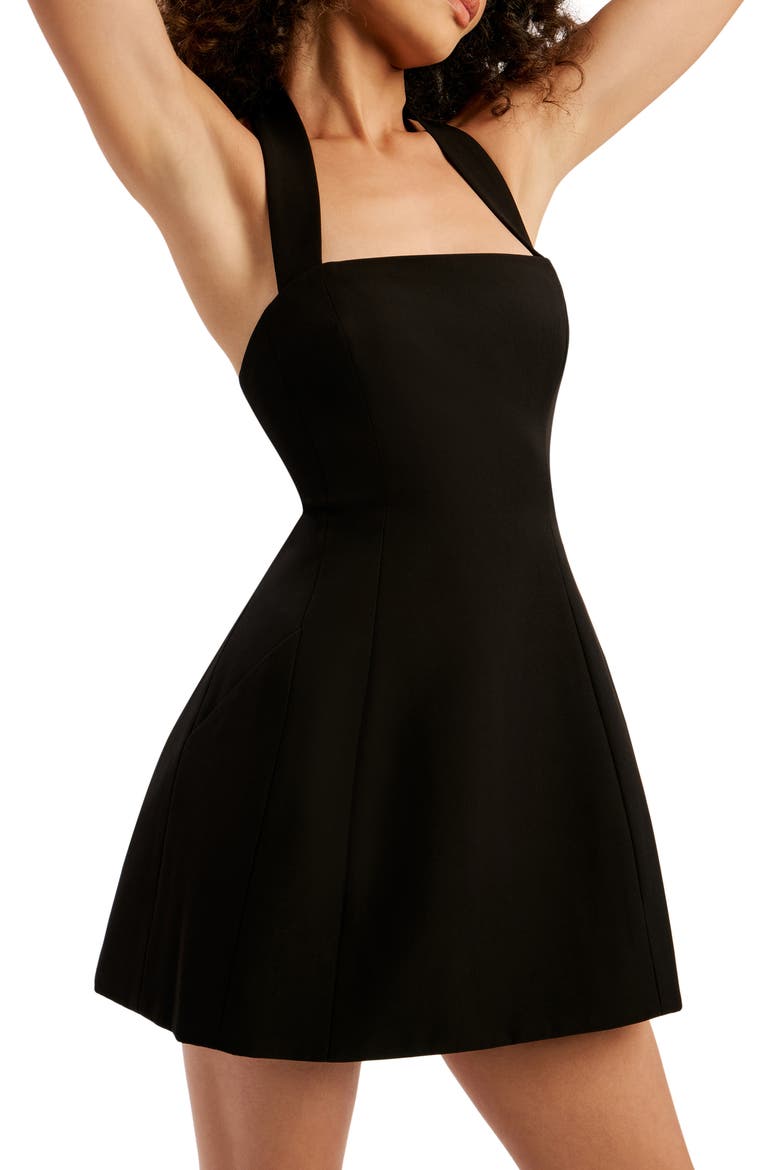Nevelle Hourglass Halter Minidress, Alternate, color, BLACK