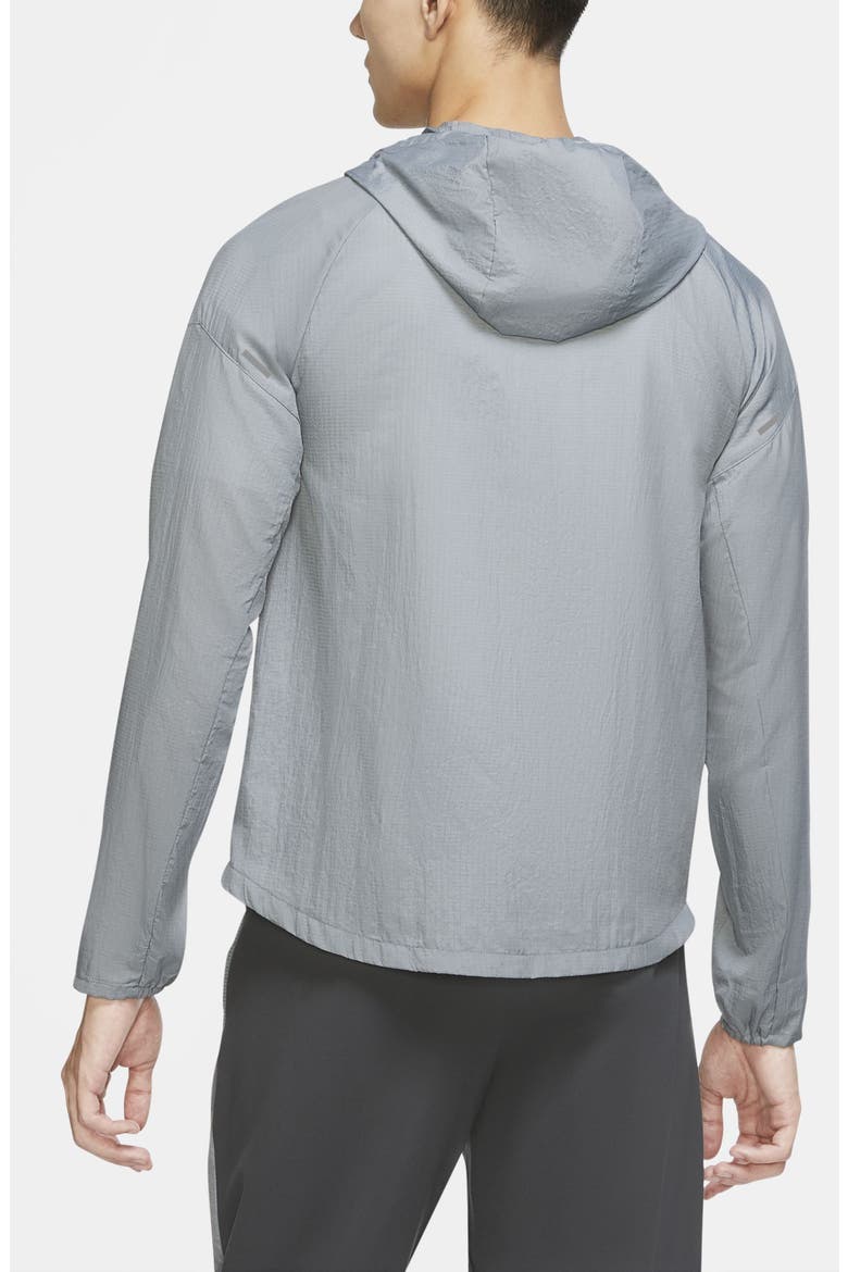 Essential Water Repellent Nylon Running Jacket, Alternate, color, SMOKE GREY/ SILVER