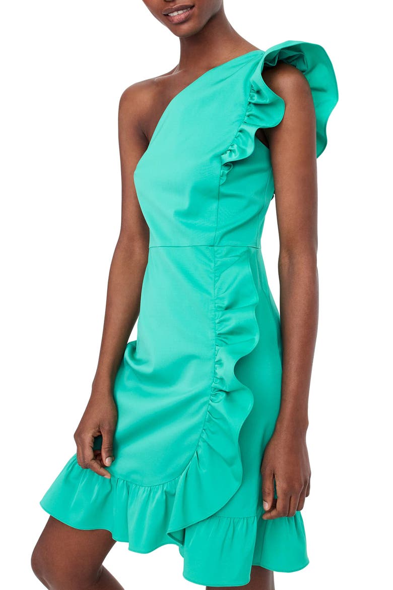 Yass One-Shoulder Ruffle Dress, Main, color, BRIGHT KELLY