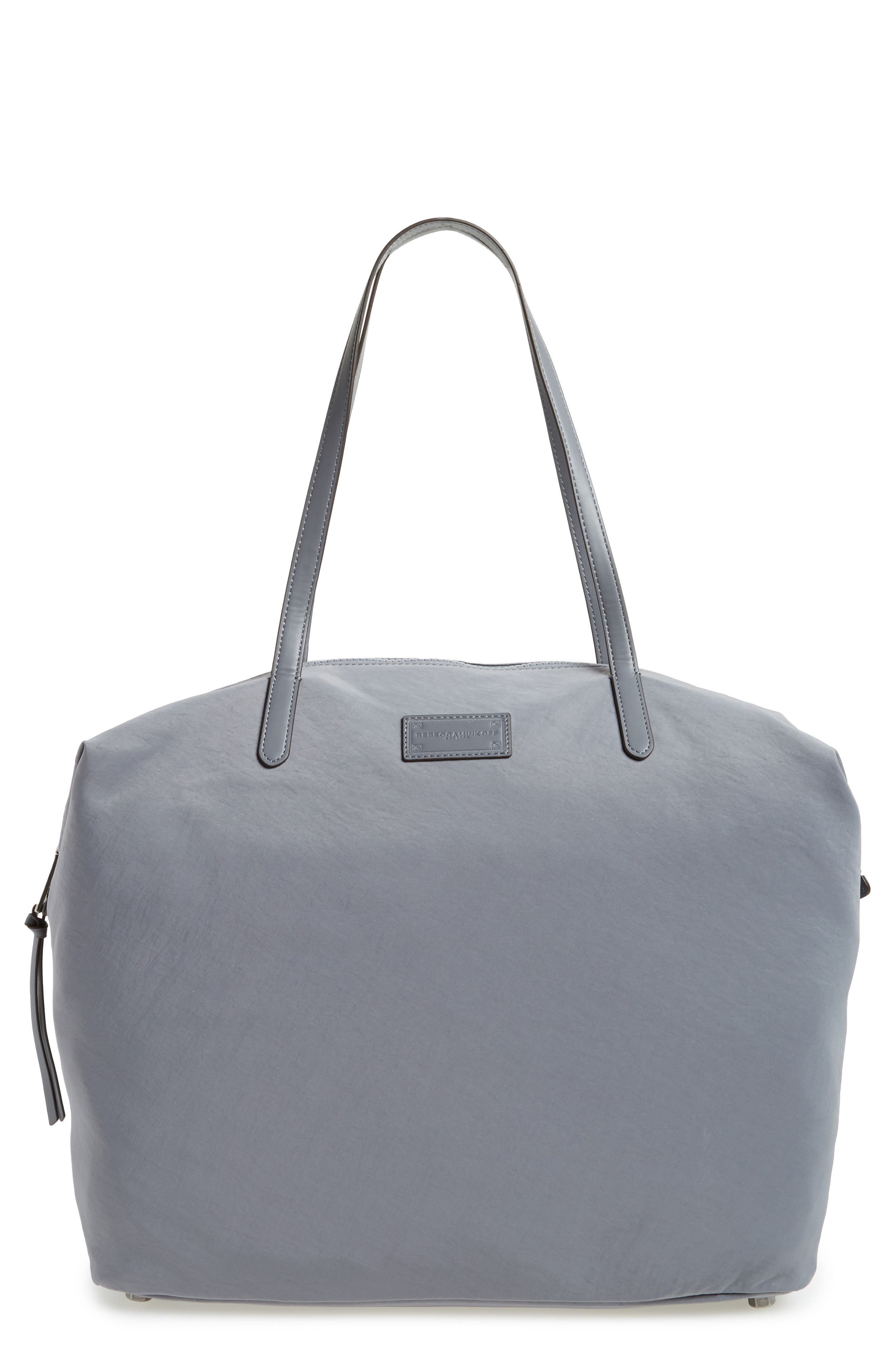 Washed Nylon Tote, Main, color, GREY