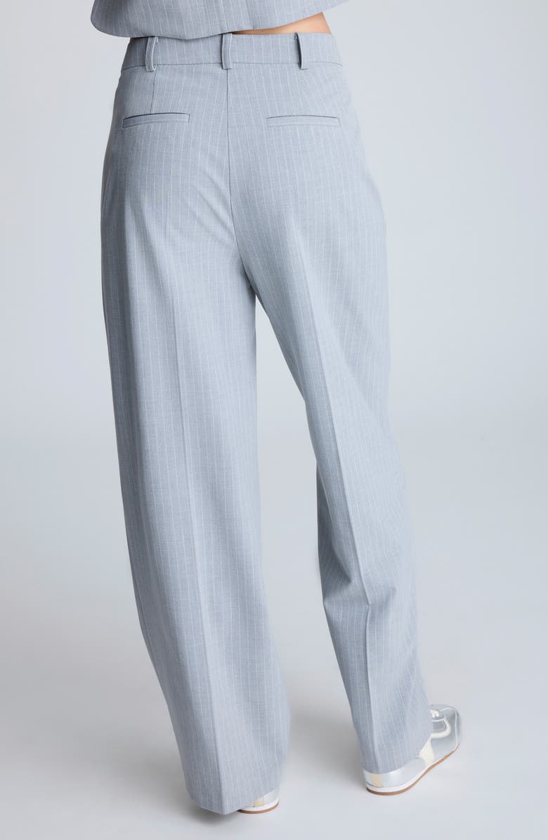 Kenneth Cole High Waist Stripe Wide Leg Pants, Alternate, color, Grey Dusk/ Pure White