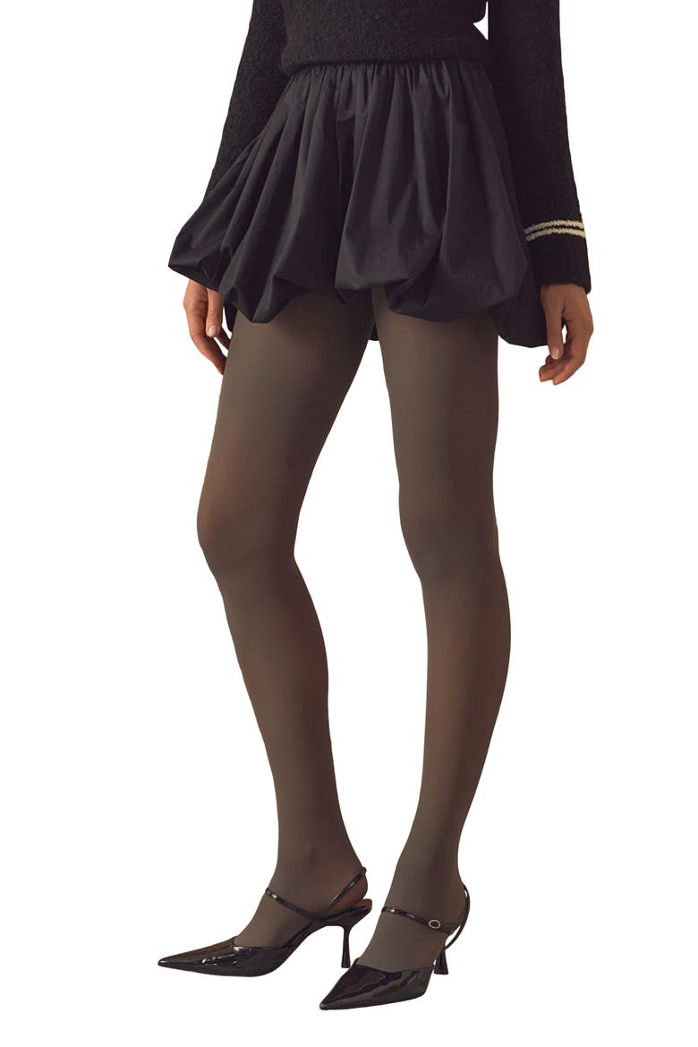 High Waist Bubble Miniskirt, Alternate, color, BLACK