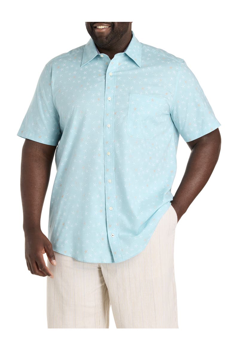 Big & Tall Starfish Printed Sport Shirt, Main, color, BCHBALLBLU