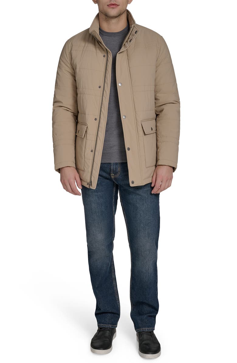 Cole Haan Signature Stretch Crinkle Quilted Jacket, Alternate, color, Khaki