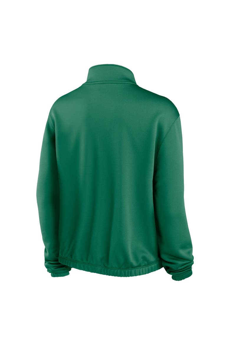 Women's Nike Green Oakland Athletics Rewind Splice Half-Zip Semi-Cropped Bubble Hem Sweatshirt, Alternate, color, Green