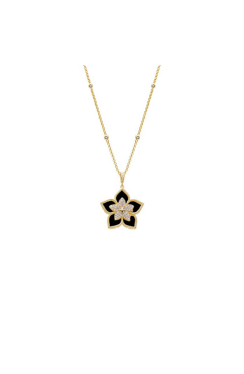 BY ADINA EDEN Fancy Pave Colored Stone Flower Necklace, Main, color, 