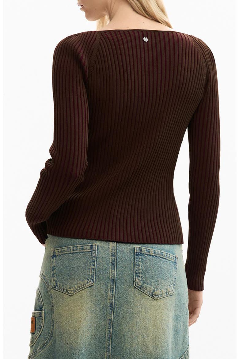 Rib Knit Cardigan, Alternate, color, BROWN