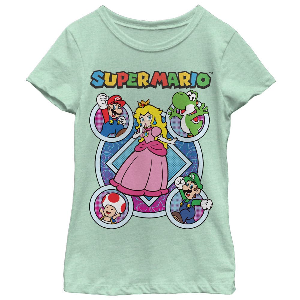Girl's Nintendo Super Mario Princess Peach Friends  Graphic T-Shirt in Mint 