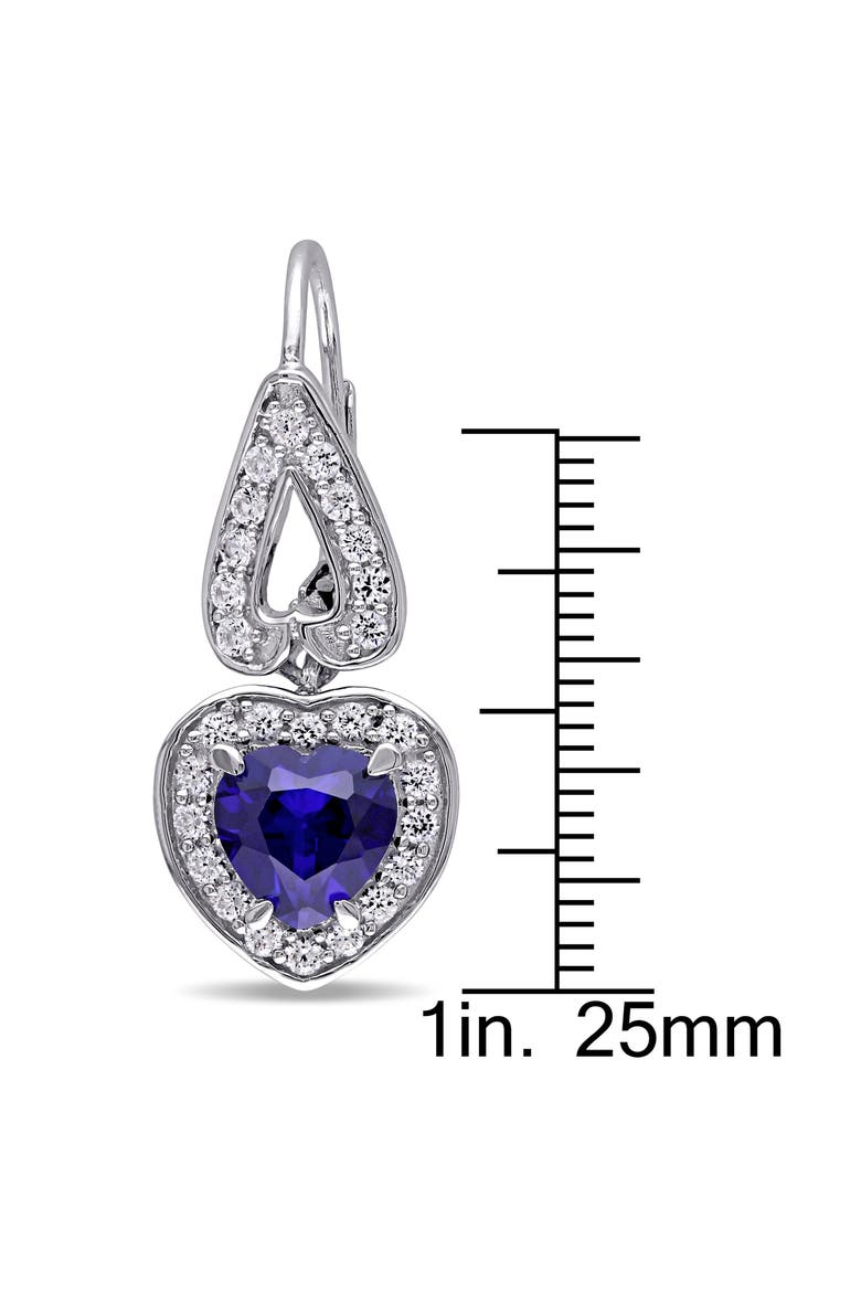 Lab Grown Sapphire & White Sapphire Heart Drop Earrings, Alternate, color, BLUE