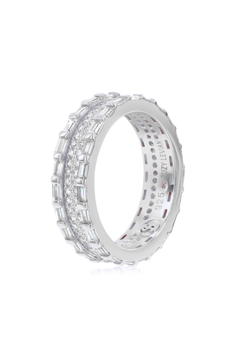 Baguette & Round Cubic Zirconia Eternity Band Ring, Alternate, color, WHITE