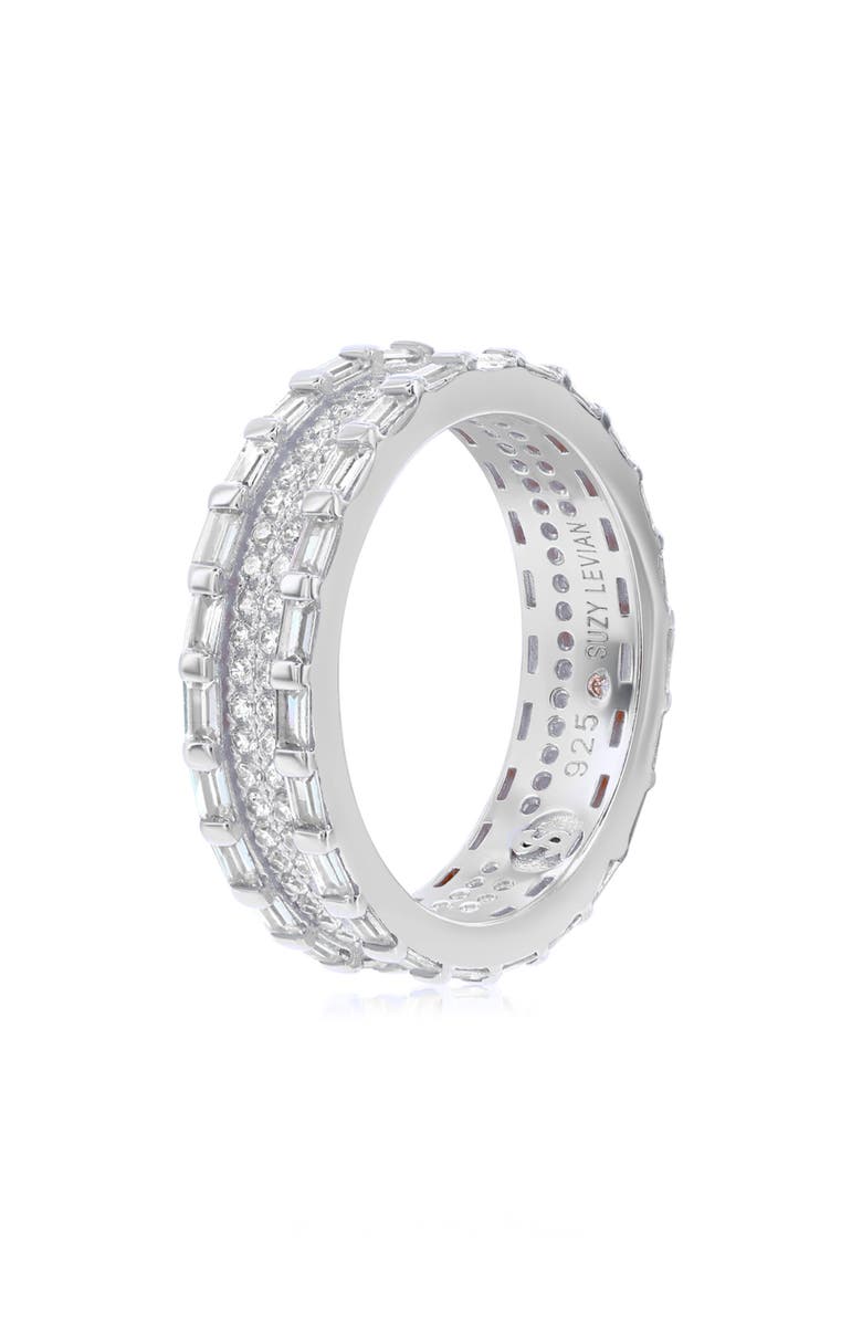 SUZY LEVIAN Baguette & Round Cubic Zirconia Eternity Band Ring, Alternate, color, White