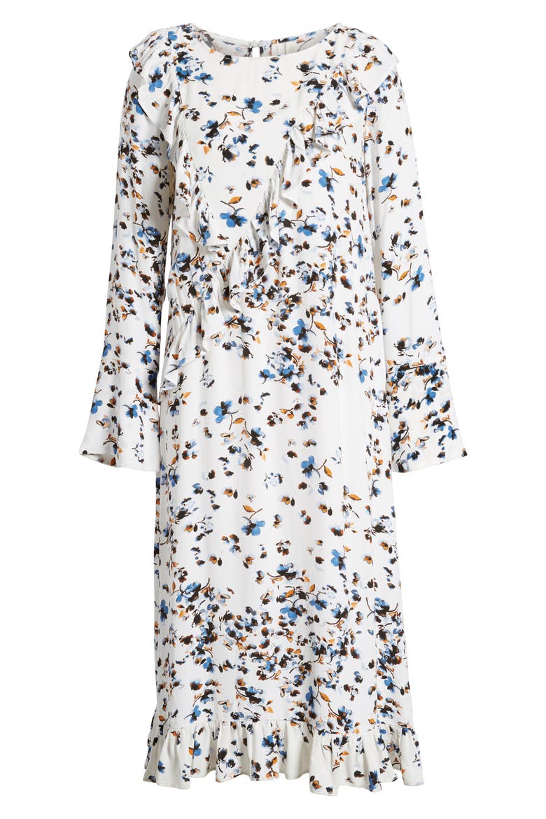 Print Ruffle Maxi Dress, Alternate, color, WHITE SCATTERED FLORAL
