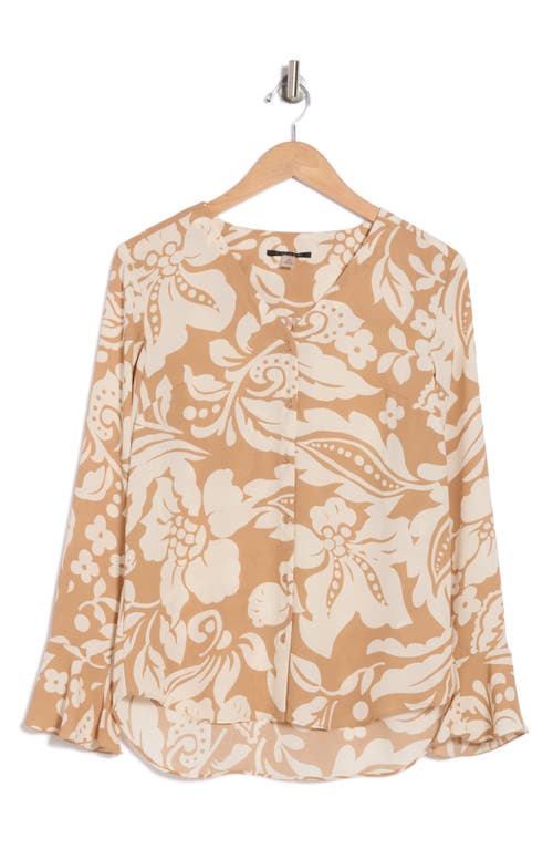 T Tahari Long Sleeve Button-up Top In Orange