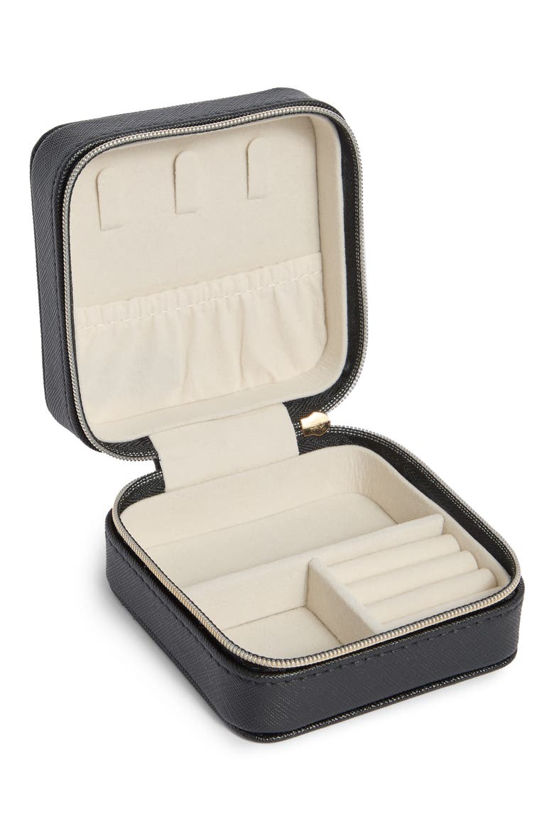 Detachable Initial Charm Jewelry Box, Alternate, color, A- BLACK- GOLD