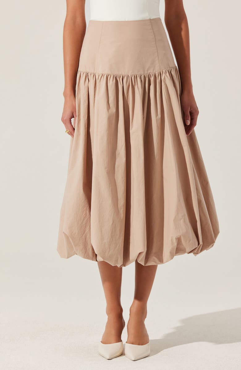 ASTR the Label Laryn Bubble Hem Cotton Midi Skirt, Main, color, 