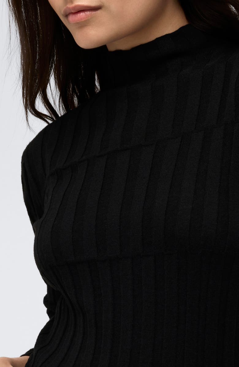 Kenneth Cole Mock Neck Rib Top, Alternate, color, Black