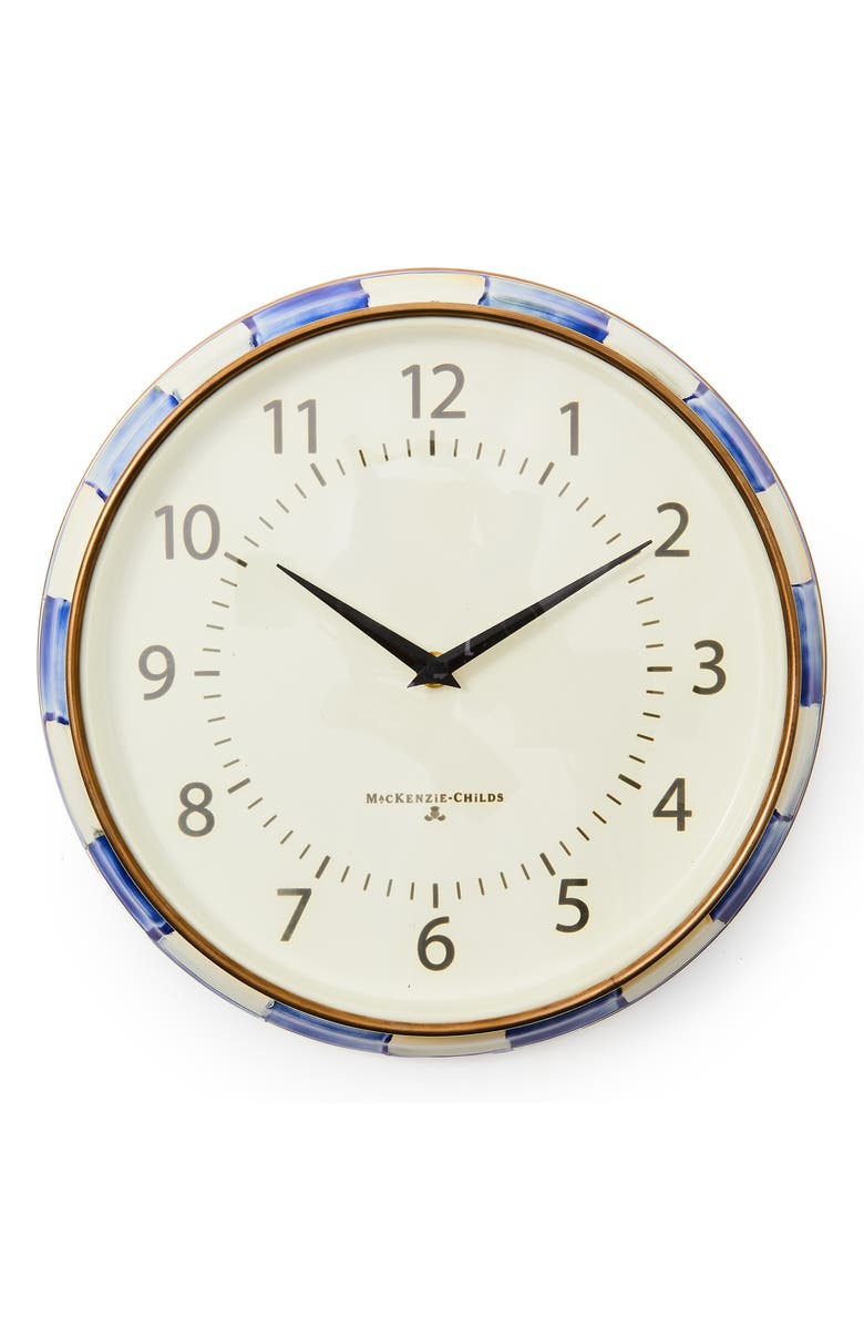 MACKENZIE CHILDS Royal Check School Wall Clock, Main, color, Blue/ White