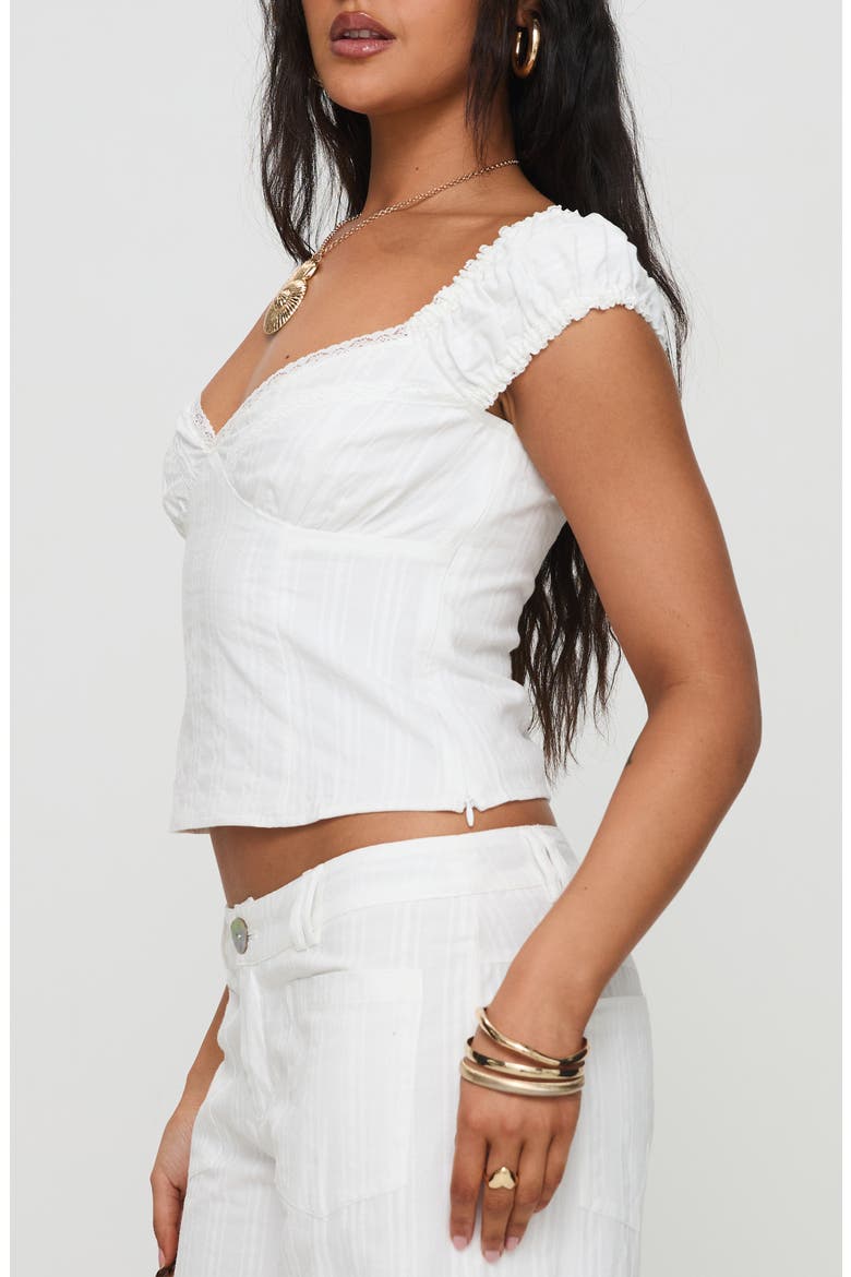 Fyrie Lace Trim Recycled Cotton Crop Top, Alternate, color, WHITE