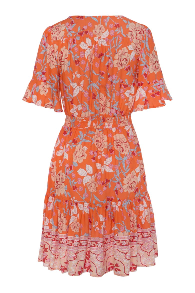 Tiered Short Sleeve Dress, Alternate, color, Orange Multi
