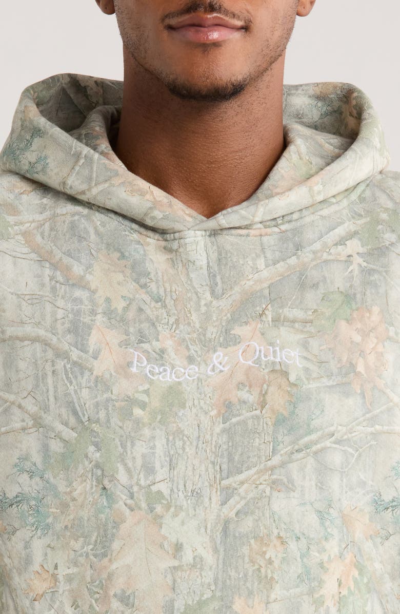 Museum of Peace & Quiet Embroidered Wordmark Camo Hoodie, Alternate, color, Camouflage