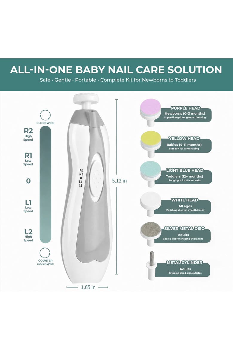 Electric Baby Nail Trimmer Gentle Care Kit, Alternate, color, Gray