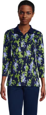 Lands' End 3/4 Sleeve Supima Cotton Polo Shirt