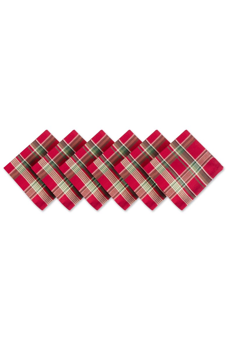 Tango Red Plaid Napkin Set/6, Main, color, Tango Red