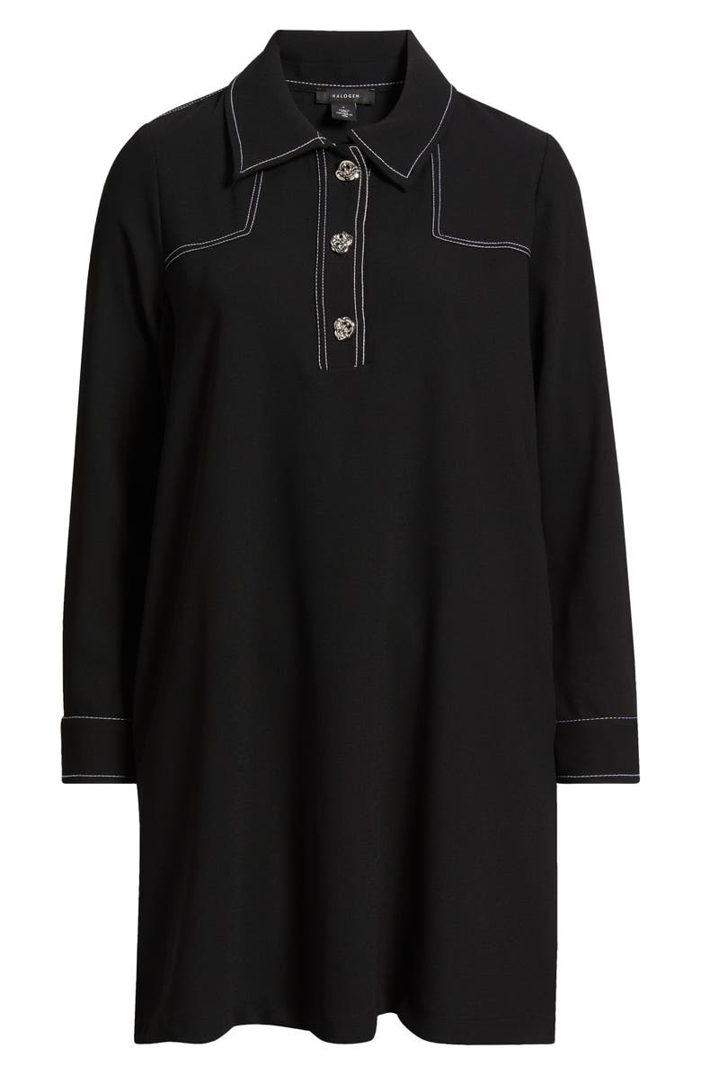 Halogen<sup>®</sup> Contrast Long Sleeve Mini Shirtdress, Alternate, color, Rich Black