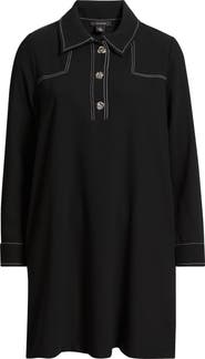 Halogen® Contrast Long Sleeve Mini Shirtdress
