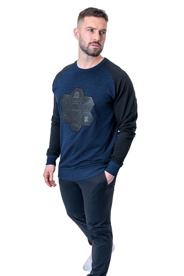 Hive Mind Appliqué Sweater, Alternate, color, BLUE