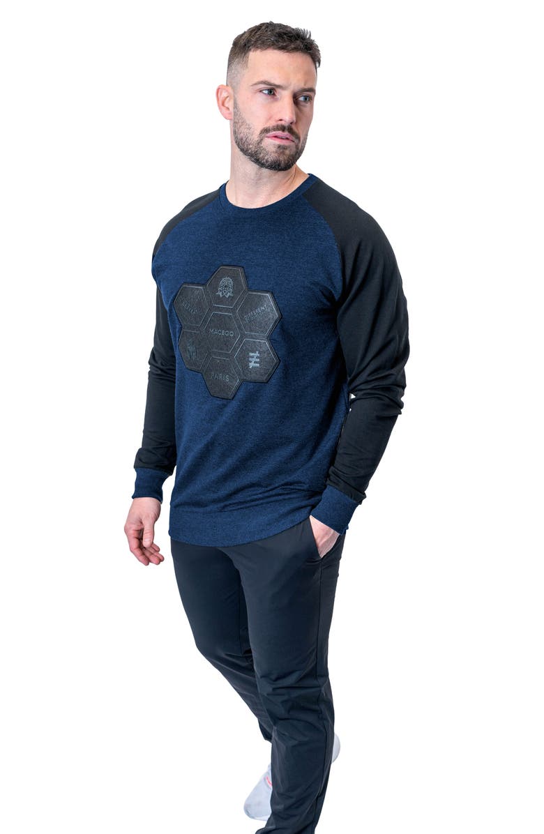 Maceoo Hive Mind Appliqué Sweater, Alternate, color, Blue