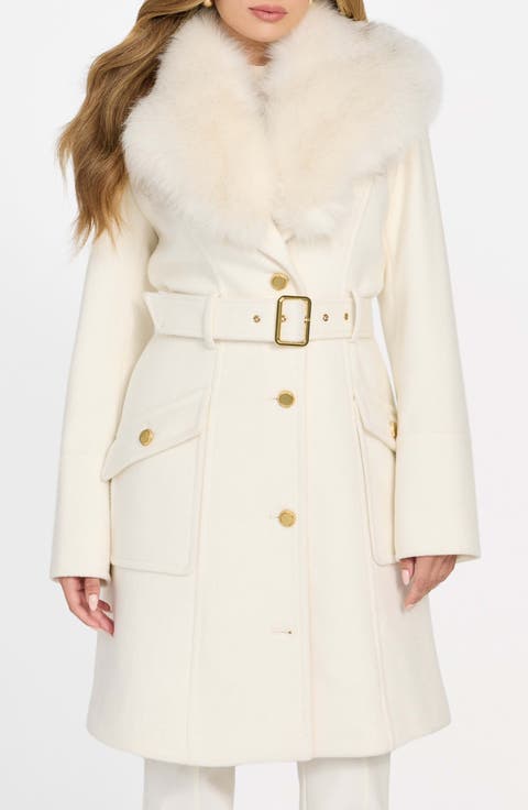 Alice Belted Coat with Removable Faux Fur Collar