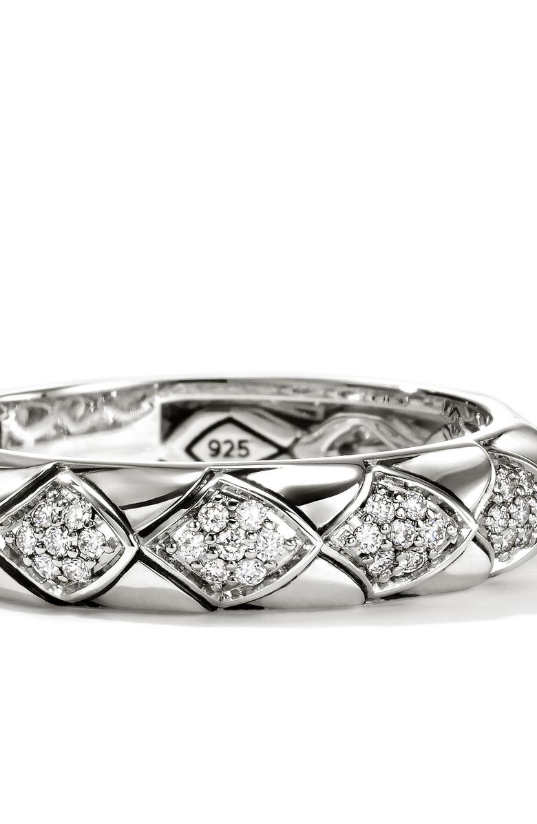 John Hardy Naga Sterling Silver & Diamond Band Ring, Alternate, color, Silver