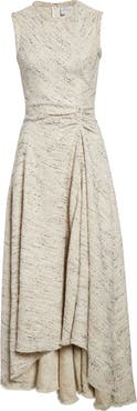 Giambattista Valli Asymmetric Draped Tweed Dress