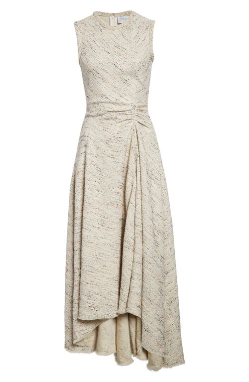 Giambattista Valli Asymmetric Draped Tweed Dress In Brown