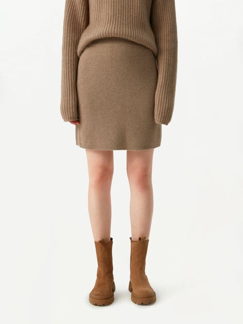 Gobi Mongolian Cashmere Organic Color Cashmere Mini Skirt In Brown