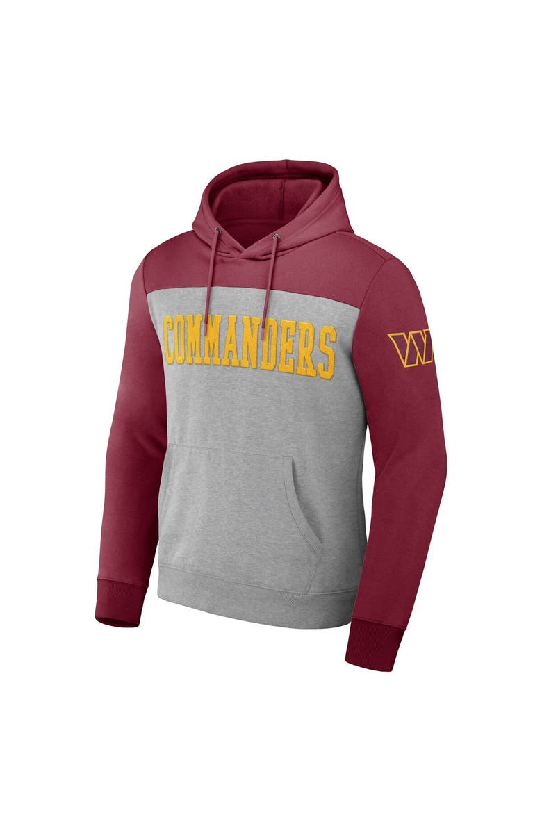 NFL X DARIUS RUCKER Men's NFL x Darius Rucker Collection by Fanatics Heather Gray Washington Commanders Color Blocked Pullover Hoodie, Alternate, color, Heather Gray
