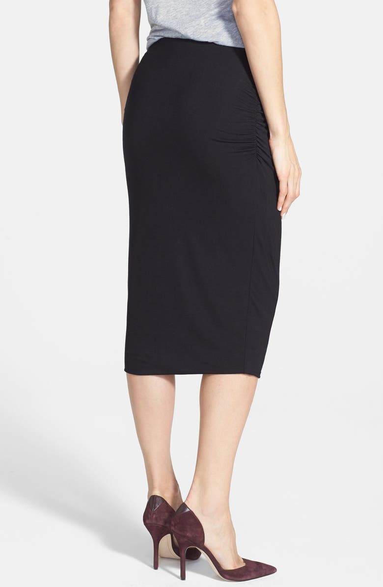 Caslon<sup>®</sup> Side Ruched Stretch Knit Midi Skirt, Alternate, color, 