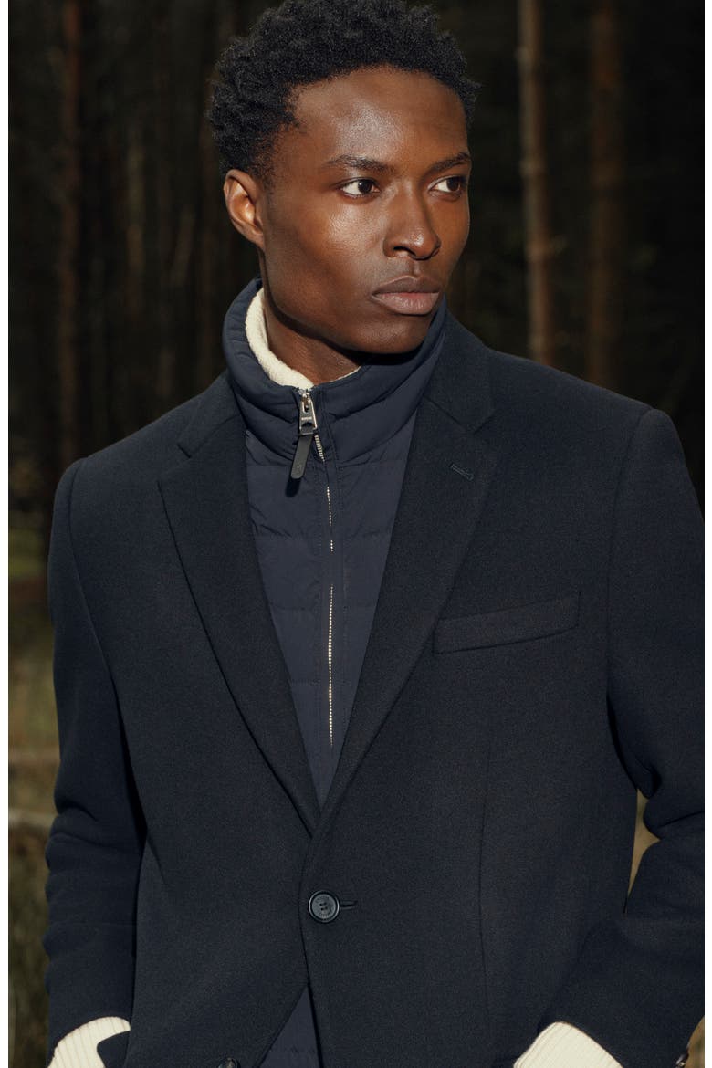 Skai-SLB Virgin Wool Coat with Removable Down Bib, Alternate, color, BLACK