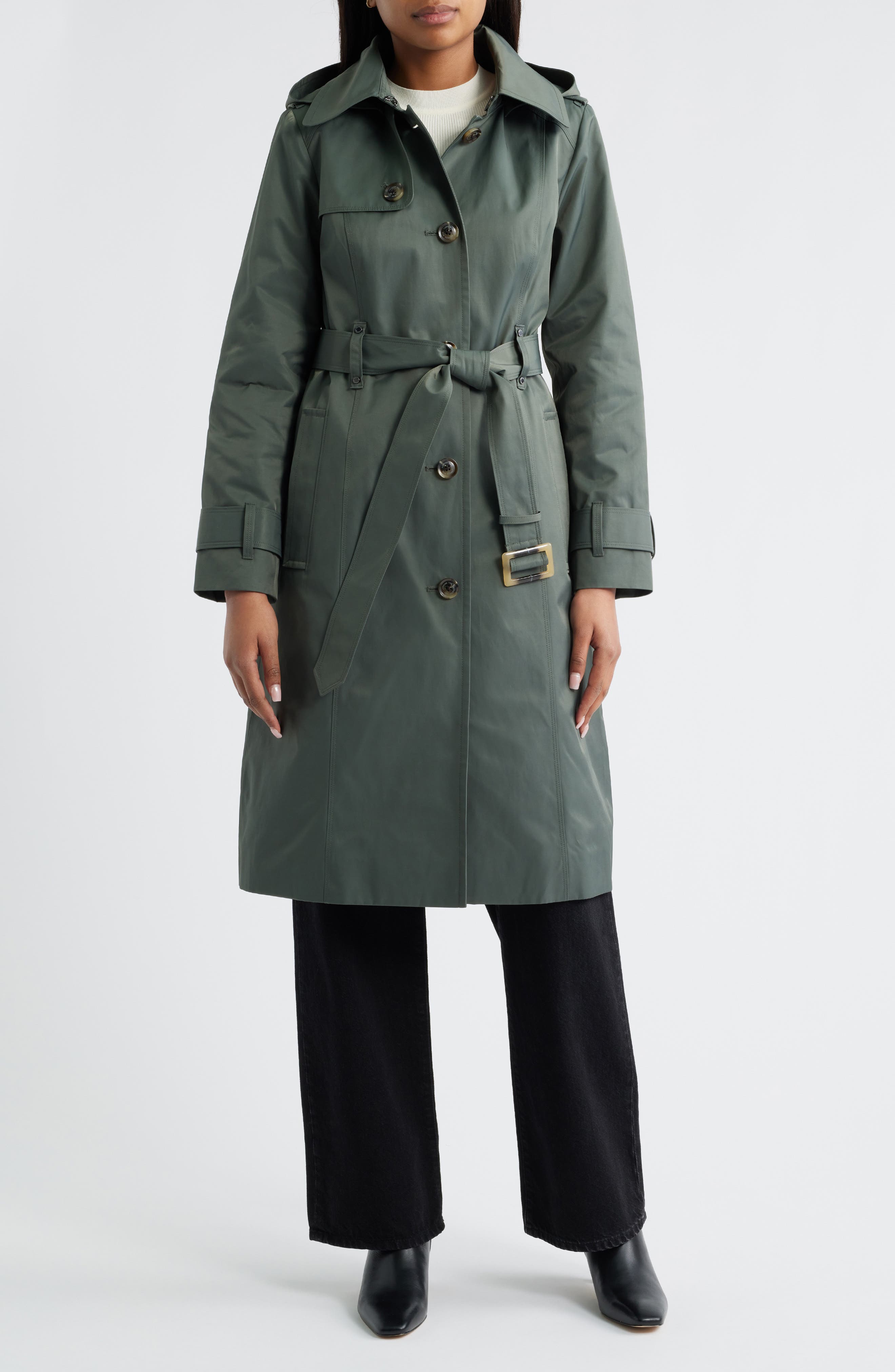 London Fog Double Breasted Trench Raincoat