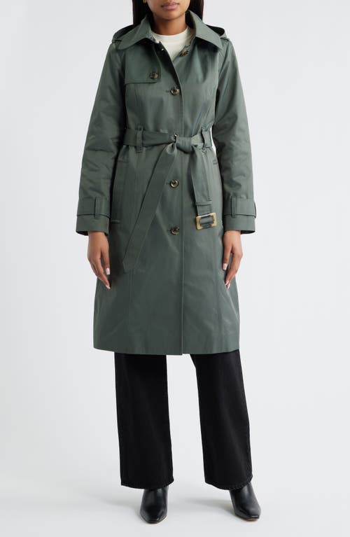 London Fog Double Breasted Trench Raincoat in Slate Green  product